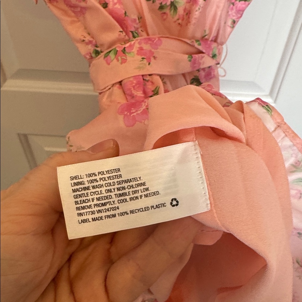 Love shack Fancy x target Pink Floral Puff-Sleeve Mini Dress 6 - Picture 9 of 9